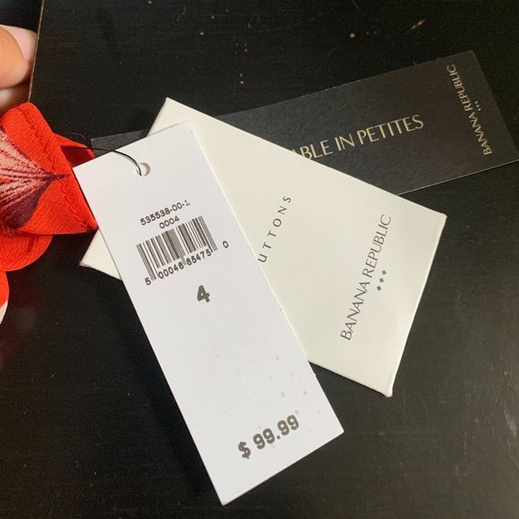 Banana Republic Red Floral Tie Waist Midi Dress - Picture 3 of 3